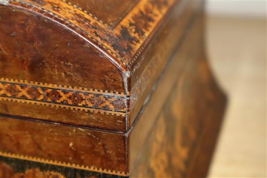 A Victorian Tunbridgeware domed box length 25.5cm